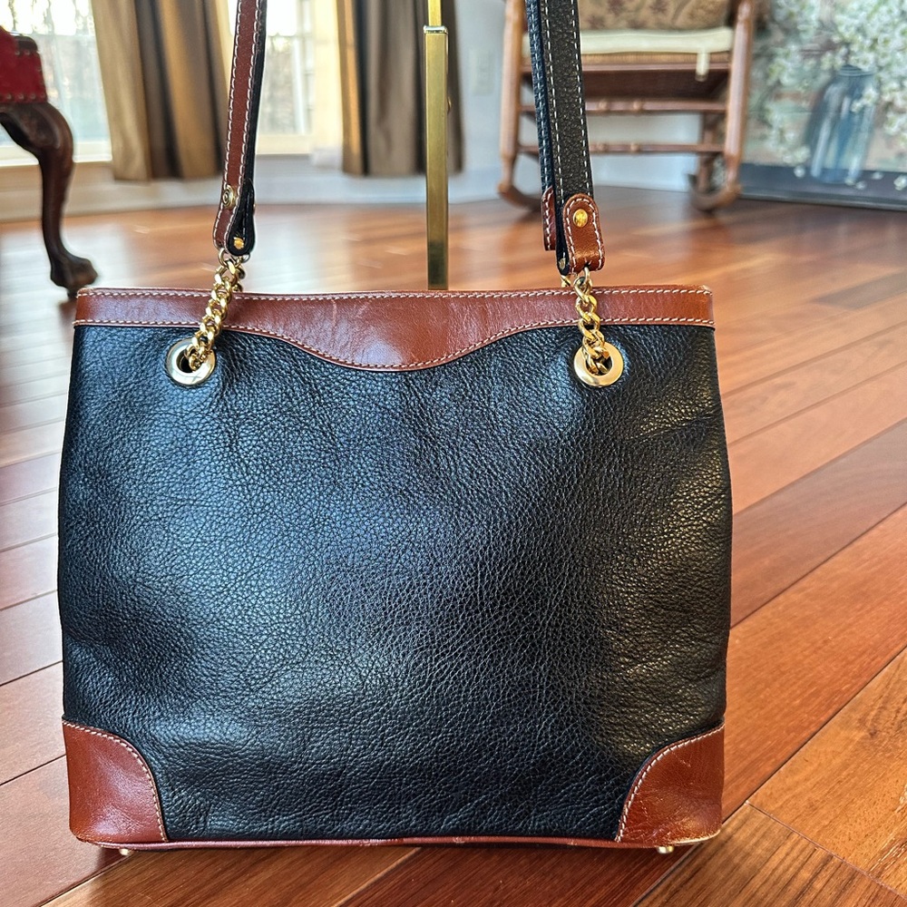BALLY Vintage Black and Brown Genuine Pebbled Leather Tote Bag - Picture 3 of 13